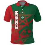 Personalized Morocco Football Polo Shirt Geometric Star Flag Soccer National Pride