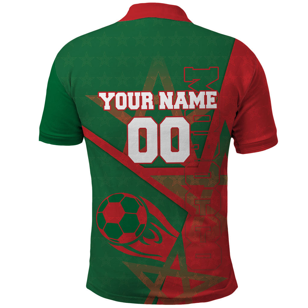 Personalized Morocco Football Polo Shirt Geometric Star Flag Soccer National Pride