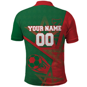 Personalized Morocco Football Polo Shirt Geometric Star Flag Soccer National Pride