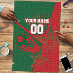 Personalized Morocco Football Puzzle Geometric Star Flag Soccer National Pride