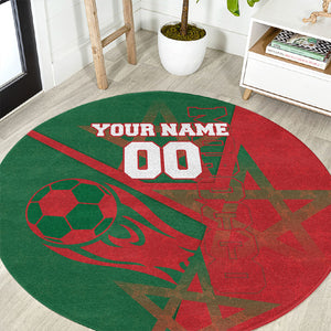 Personalized Morocco Football Round Carpet Geometric Star Flag Soccer National Pride