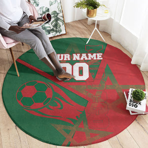 Personalized Morocco Football Round Carpet Geometric Star Flag Soccer National Pride