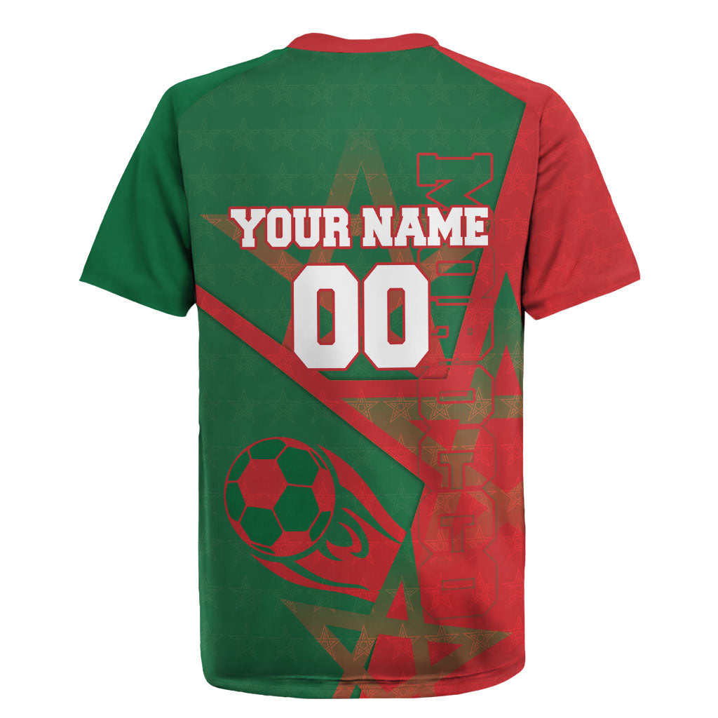 Personalized Morocco Football Rugby Jersey Geometric Star Flag Soccer National Pride
