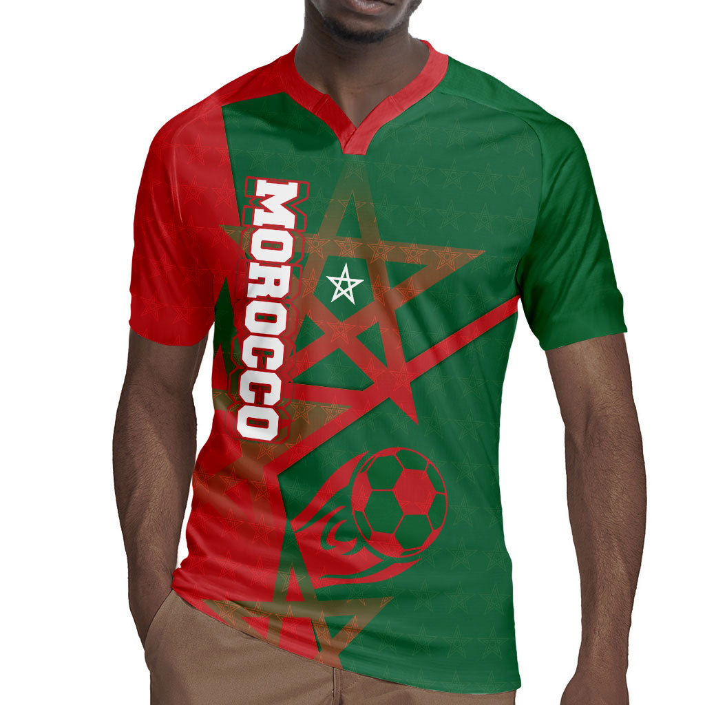 Personalized Morocco Football Rugby Jersey Geometric Star Flag Soccer National Pride