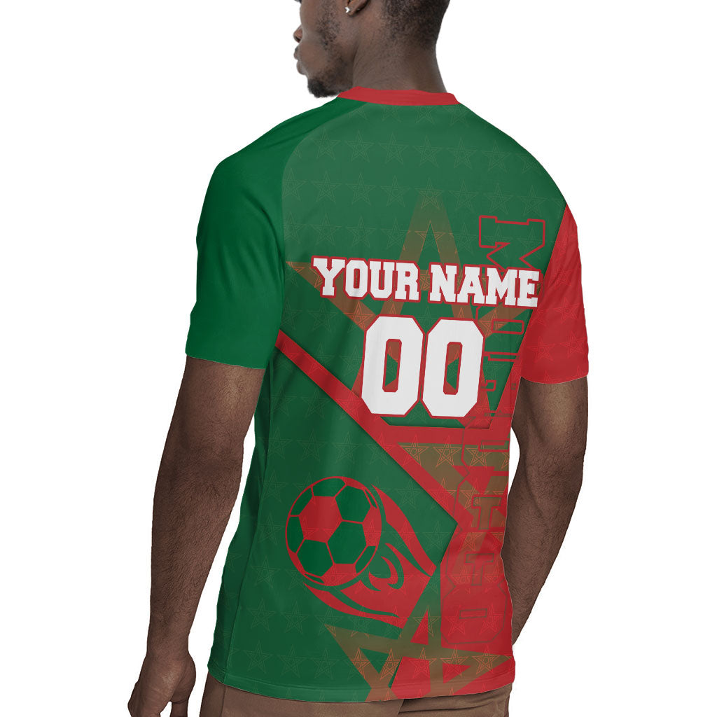 Personalized Morocco Football Rugby Jersey Geometric Star Flag Soccer National Pride