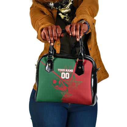 Personalized Morocco Football Shoulder Handbag Geometric Star Flag Soccer National Pride