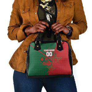 Personalized Morocco Football Shoulder Handbag Geometric Star Flag Soccer National Pride