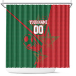 Personalized Morocco Football Shower Curtain Geometric Star Flag Soccer National Pride