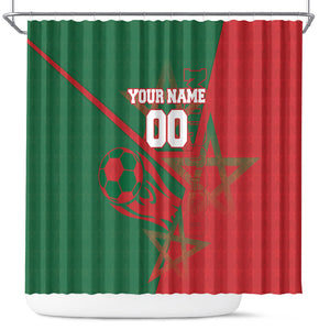 Personalized Morocco Football Shower Curtain Geometric Star Flag Soccer National Pride