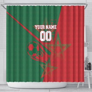 Personalized Morocco Football Shower Curtain Geometric Star Flag Soccer National Pride