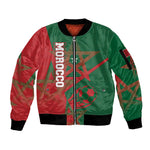 Personalized Morocco Football Sleeve Zip Bomber Jacket Geometric Star Flag Soccer National Pride