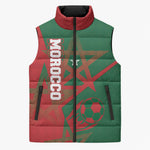 Personalized Morocco Football Sleeveless Puffer Jacket Geometric Star Flag Soccer National Pride