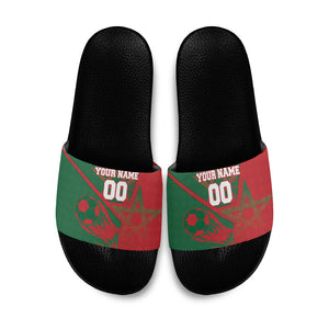 Personalized Morocco Football Slide Sandals Geometric Star Flag Soccer National Pride