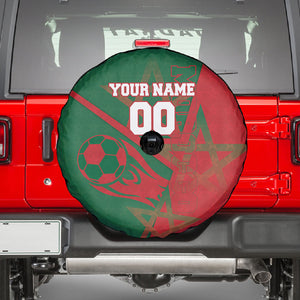 Personalized Morocco Football Spare Tire Cover Geometric Star Flag Soccer National Pride