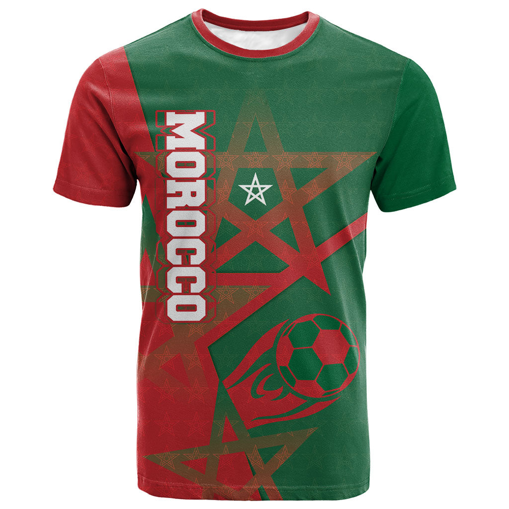 Personalized Morocco Football T shirt Geometric Star Flag Soccer National Pride