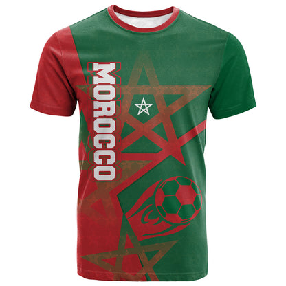 Personalized Morocco Football T shirt Geometric Star Flag Soccer National Pride