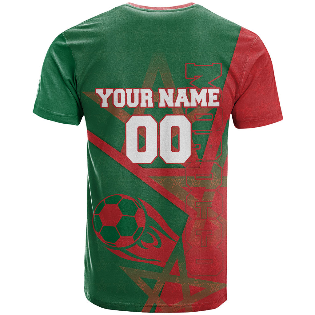 Personalized Morocco Football T shirt Geometric Star Flag Soccer National Pride