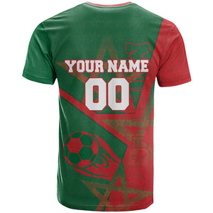 Personalized Morocco Football T shirt Geometric Star Flag Soccer National Pride