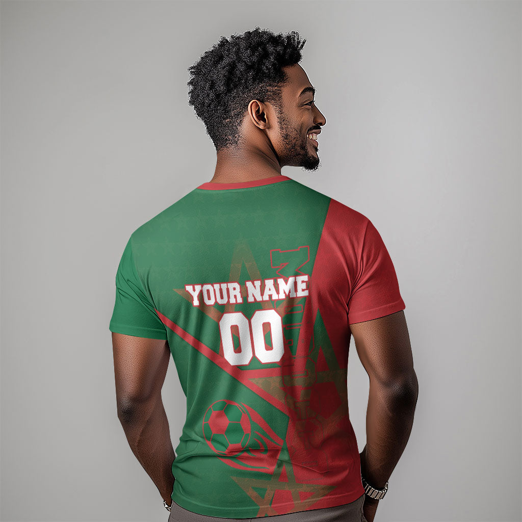 Personalized Morocco Football T shirt Geometric Star Flag Soccer National Pride