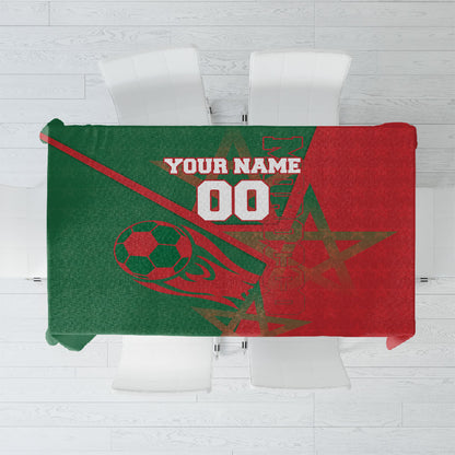 Personalized Morocco Football Tablecloth Geometric Star Flag Soccer National Pride