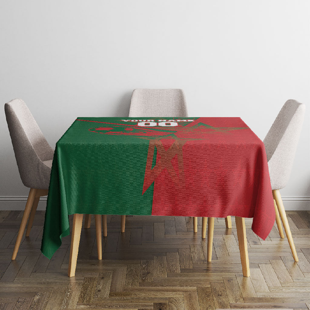 Personalized Morocco Football Tablecloth Geometric Star Flag Soccer National Pride