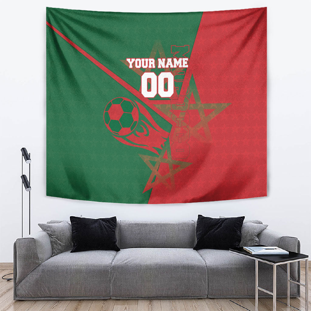 Personalized Morocco Football Tapestry Geometric Star Flag Soccer National Pride