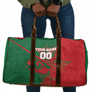 Personalized Morocco Football Travel Bag Geometric Star Flag Soccer National Pride
