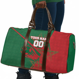 Personalized Morocco Football Travel Bag Geometric Star Flag Soccer National Pride