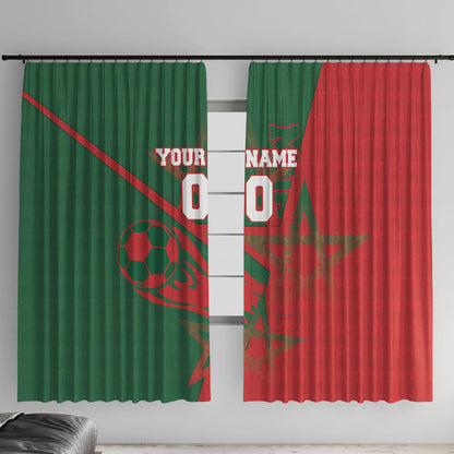 Personalized Morocco Football Window Curtain Geometric Star Flag Soccer National Pride