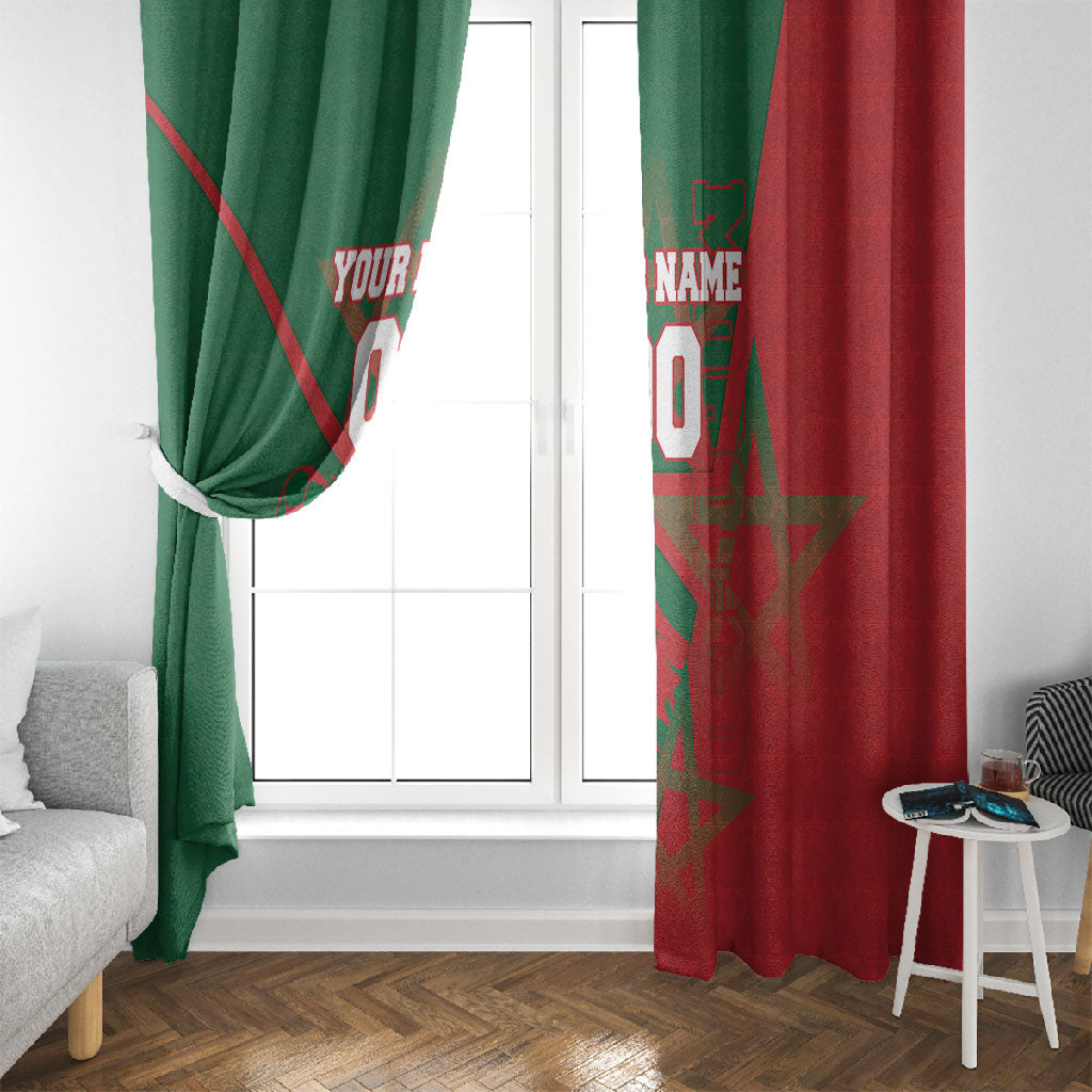 Personalized Morocco Football Window Curtain Geometric Star Flag Soccer National Pride