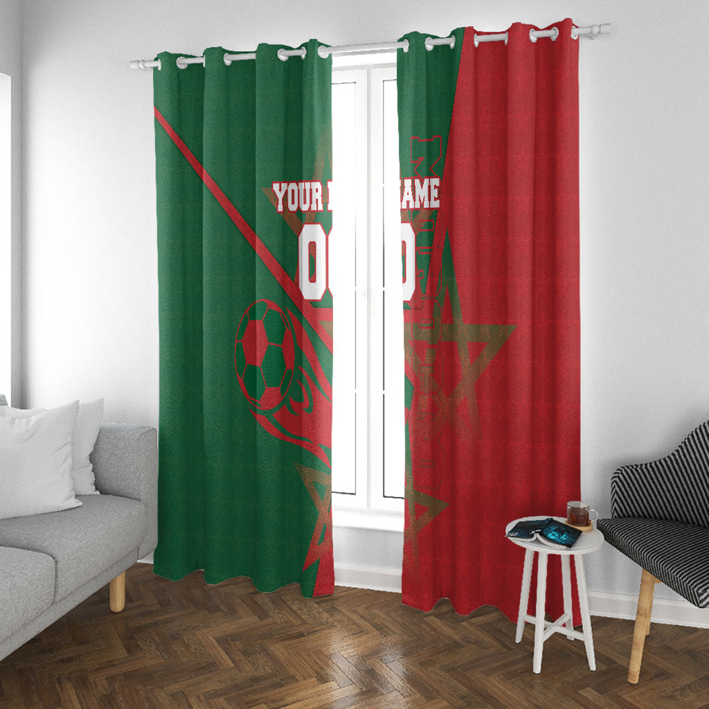 Personalized Morocco Football Window Curtain Geometric Star Flag Soccer National Pride