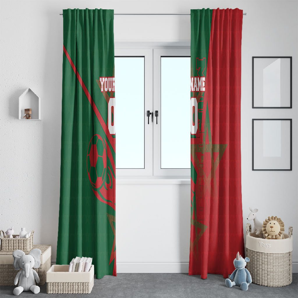 Personalized Morocco Football Window Curtain Geometric Star Flag Soccer National Pride