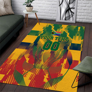 Personalized South Africa Football Area Rug South African Flag Inspiration - Soccer Graphic Bold Color Blocks