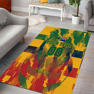 Personalized South Africa Football Area Rug South African Flag Inspiration - Soccer Graphic Bold Color Blocks