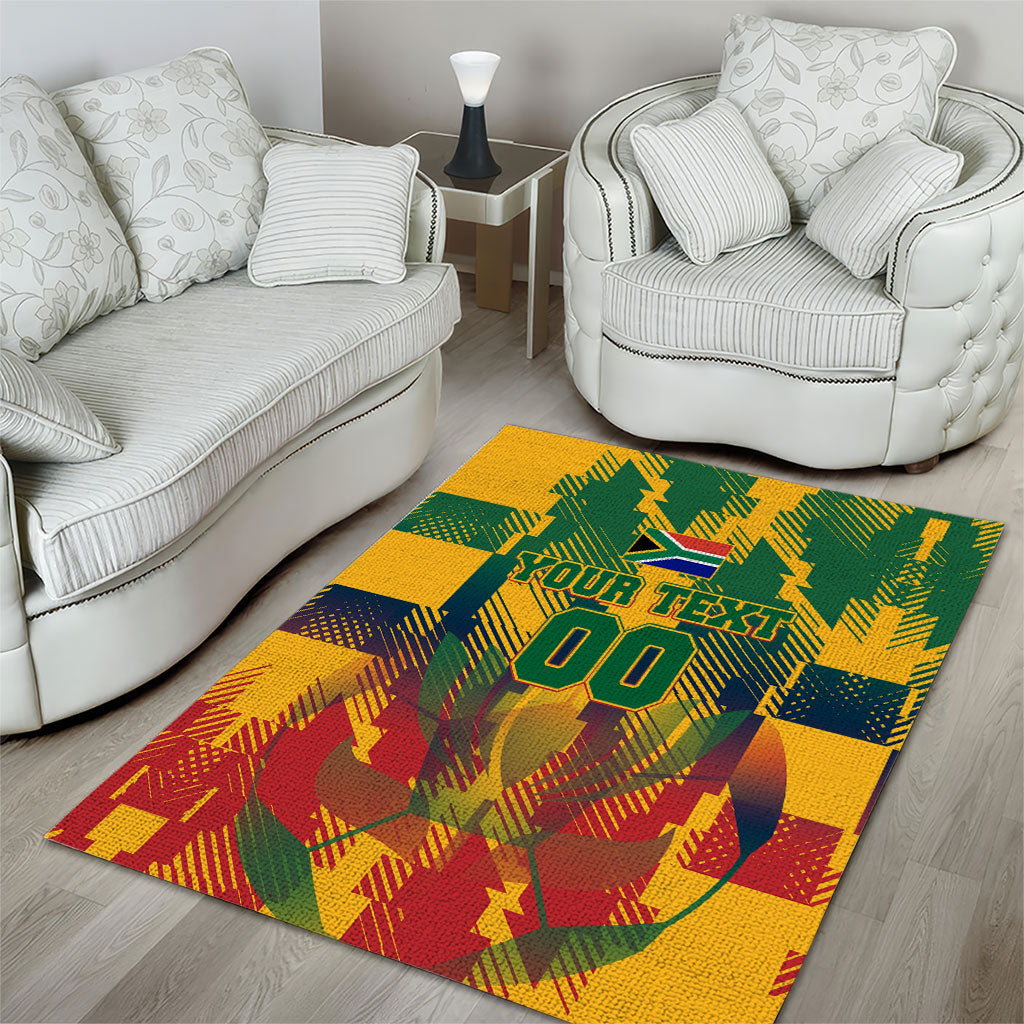 Personalized South Africa Football Area Rug South African Flag Inspiration - Soccer Graphic Bold Color Blocks