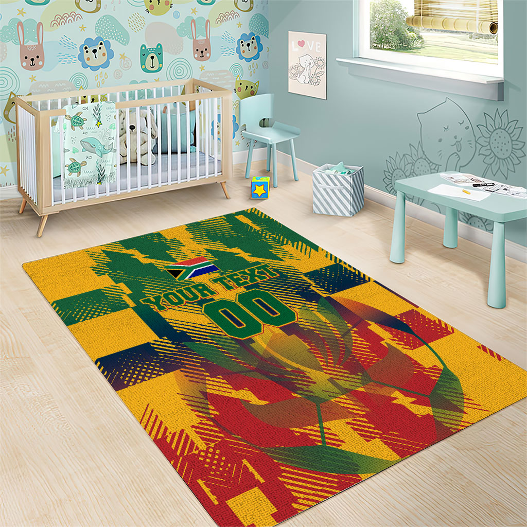 Personalized South Africa Football Area Rug South African Flag Inspiration - Soccer Graphic Bold Color Blocks