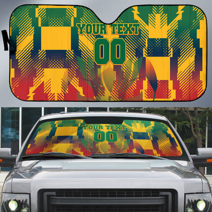 Personalized South Africa Football Auto Sun Shade South African Flag Inspiration - Soccer Graphic Bold Color Blocks