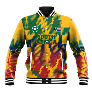 Personalized South Africa Football Baseball Jacket South African Flag Inspiration - Soccer Graphic Bold Color Blocks