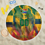 Personalized South Africa Football Beach Blanket South African Flag Inspiration - Soccer Graphic Bold Color Blocks