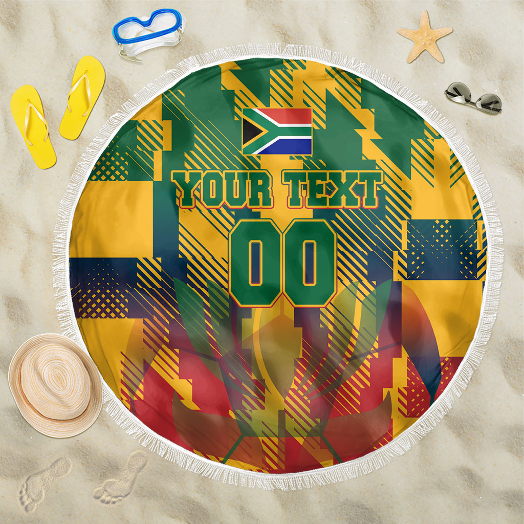 Personalized South Africa Football Beach Blanket South African Flag Inspiration - Soccer Graphic Bold Color Blocks