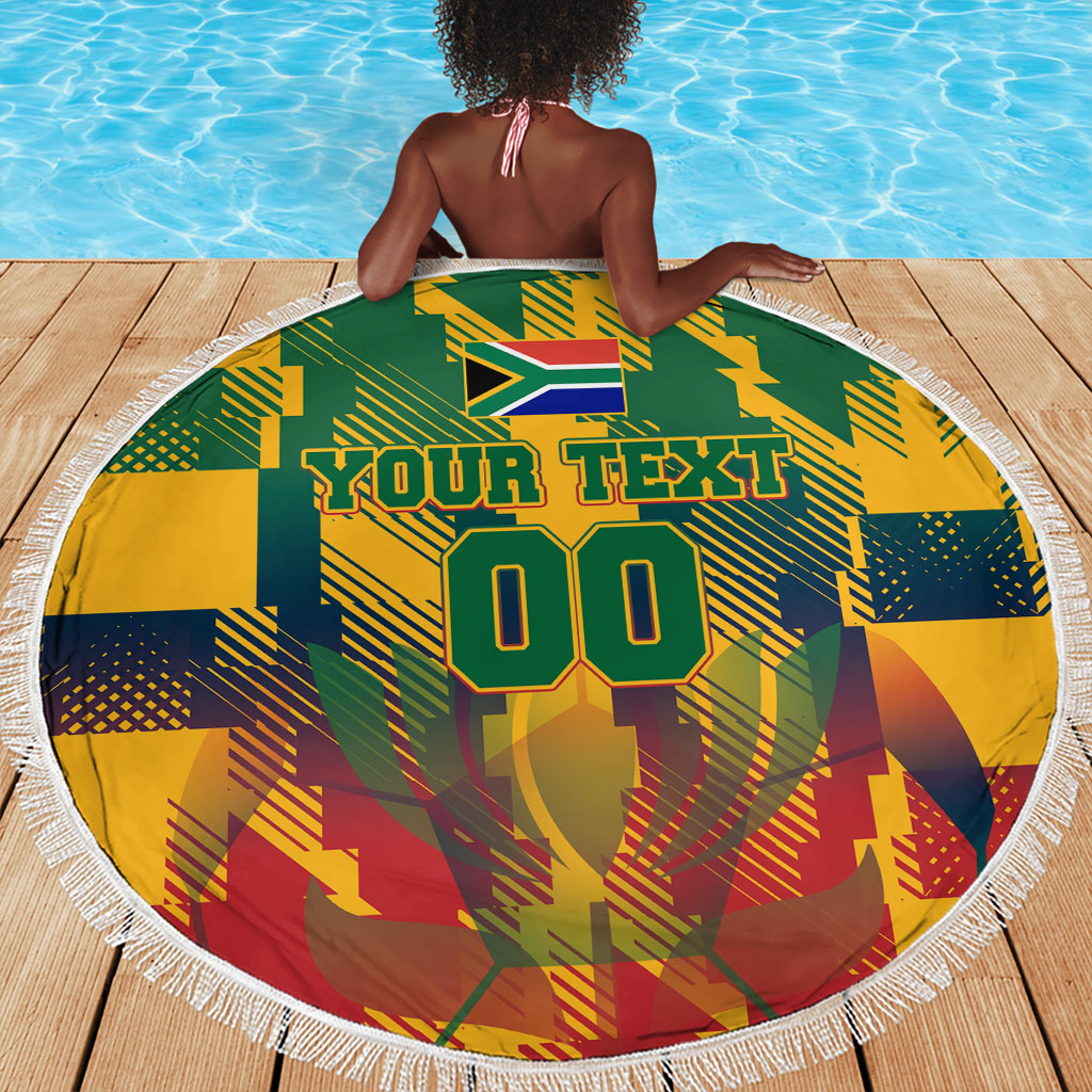 Personalized South Africa Football Beach Blanket South African Flag Inspiration - Soccer Graphic Bold Color Blocks