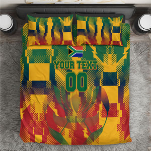 Personalized South Africa Football Bedding Set South African Flag Inspiration - Soccer Graphic Bold Color Blocks