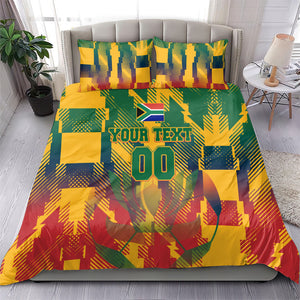 Personalized South Africa Football Bedding Set South African Flag Inspiration - Soccer Graphic Bold Color Blocks