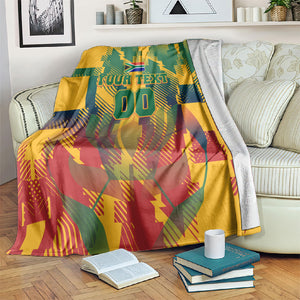 Personalized South Africa Football Blanket South African Flag Inspiration - Soccer Graphic Bold Color Blocks