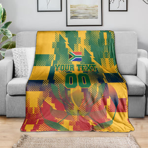 Personalized South Africa Football Blanket South African Flag Inspiration - Soccer Graphic Bold Color Blocks