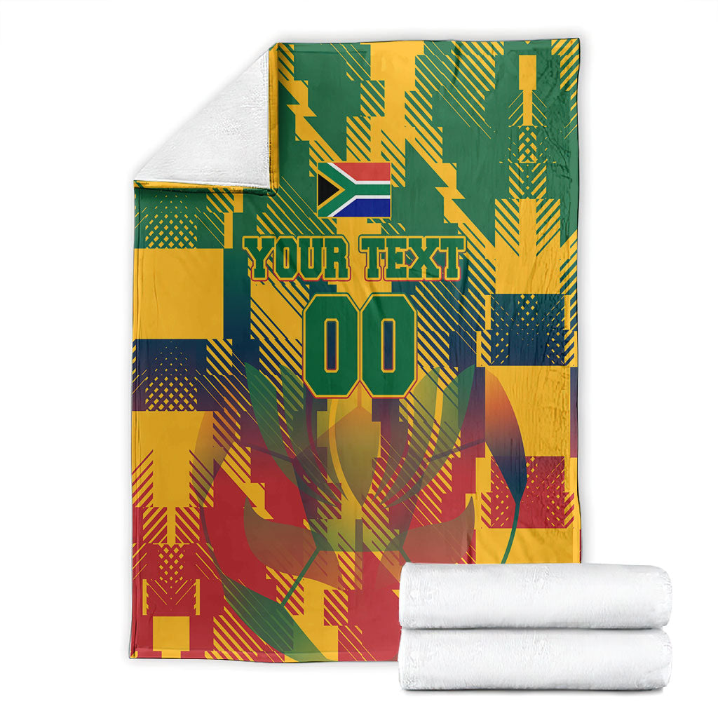 Personalized South Africa Football Blanket South African Flag Inspiration - Soccer Graphic Bold Color Blocks