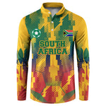 Personalized South Africa Football Button Sweatshirt South African Flag Inspiration - Soccer Graphic Bold Color Blocks