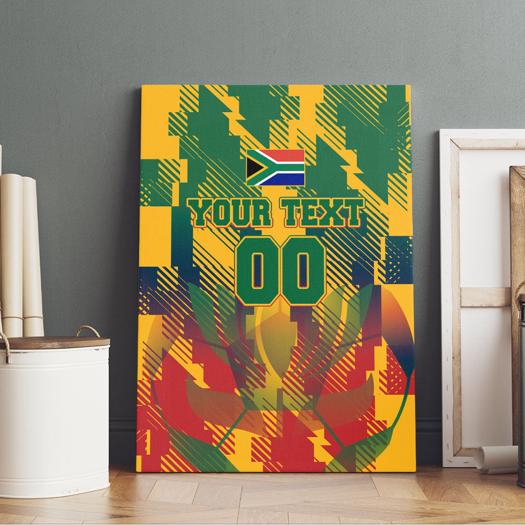 Personalized South Africa Football Canvas Wall Art South African Flag Inspiration - Soccer Graphic Bold Color Blocks