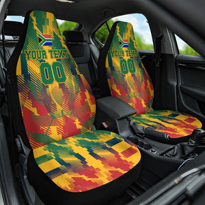Personalized South Africa Football Car Seat Cover South African Flag Inspiration - Soccer Graphic Bold Color Blocks