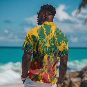 Personalized South Africa Football Hawaiian Shirt South African Flag Inspiration - Soccer Graphic Bold Color Blocks
